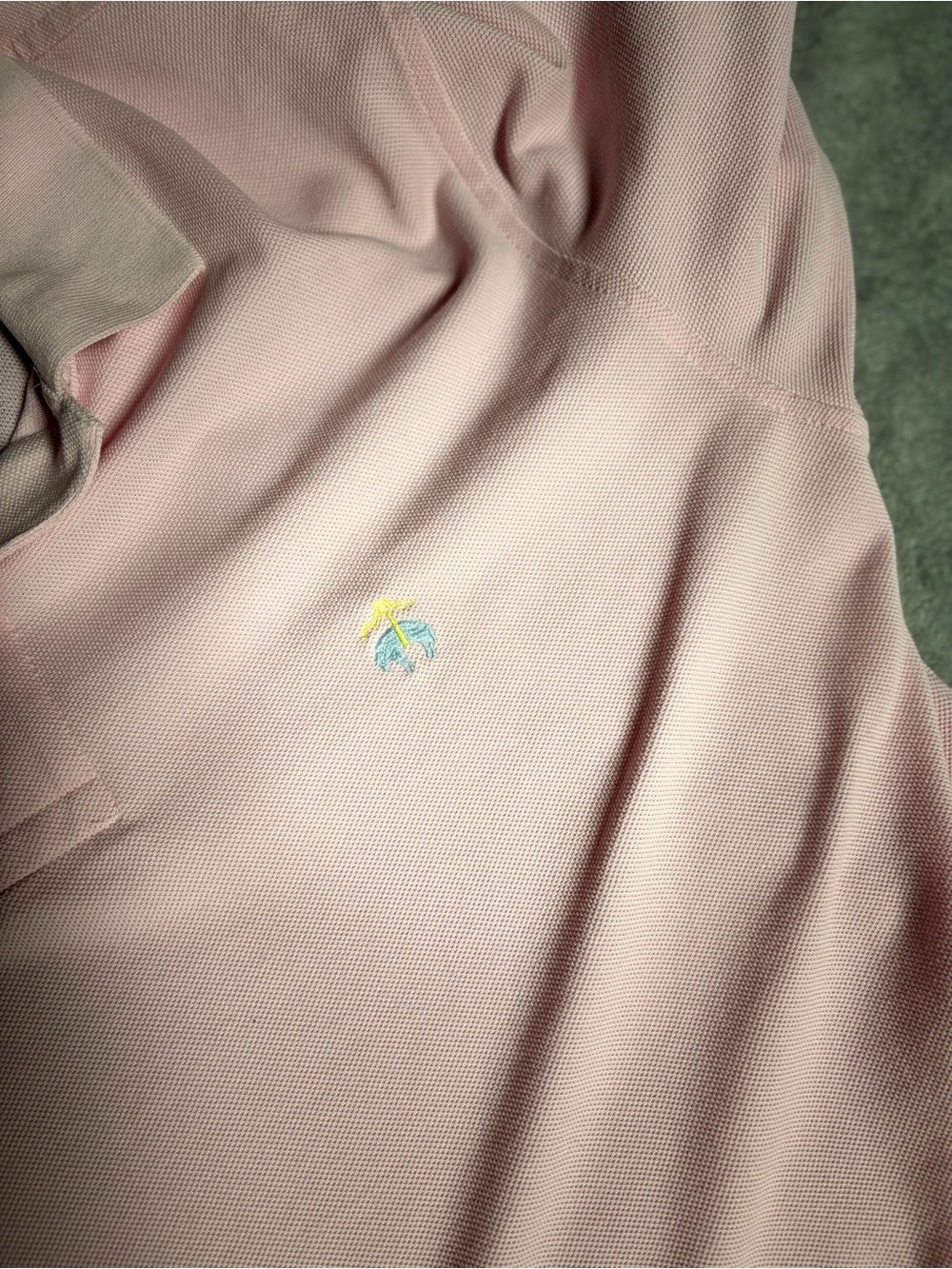 Brooks Brothers Light Pink Polo with Blue Trim